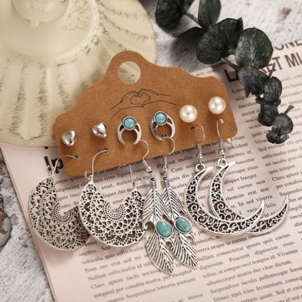 Boho Western Turquoise Earring 6 Pack - Picture 2 of 3